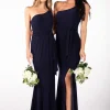 ABIGAIL One Shoulder Maxi Column Dress - Navy