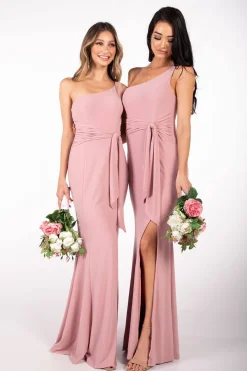 ABIGAIL One Shoulder Maxi Column Dress - Dusty Pink