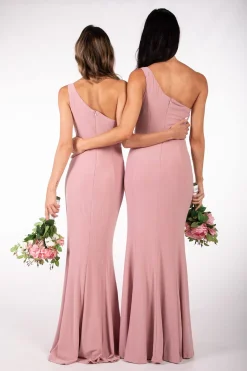 ABIGAIL One Shoulder Maxi Column Dress - Dusty Pink
