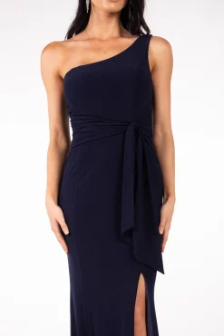 ABIGAIL One Shoulder Maxi Column Dress - Navy