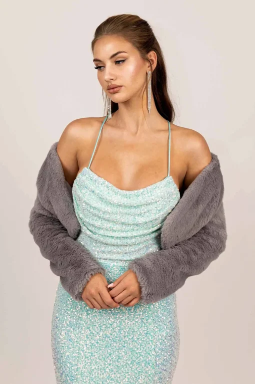 Adrianna Faux Fur Jacket - Grey