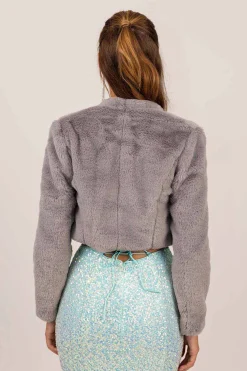 Adrianna Faux Fur Jacket - Grey