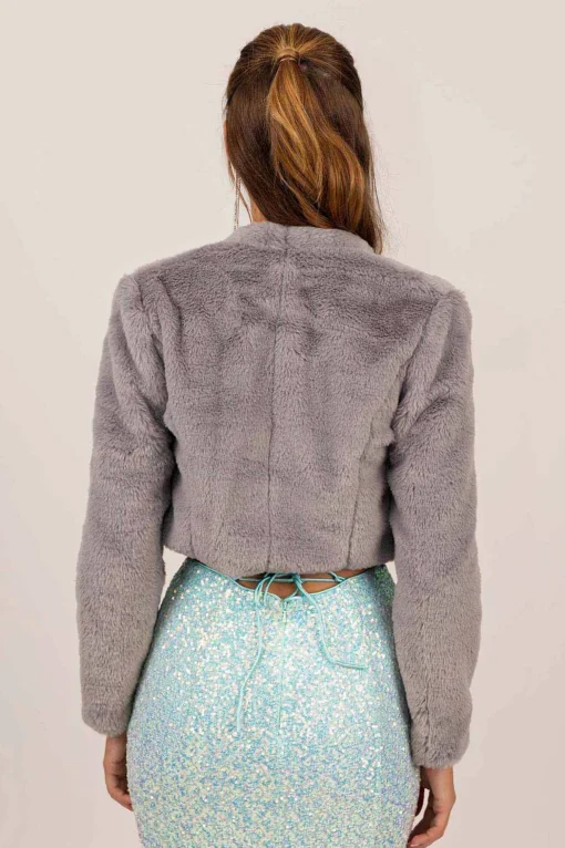 Adrianna Faux Fur Jacket - Grey