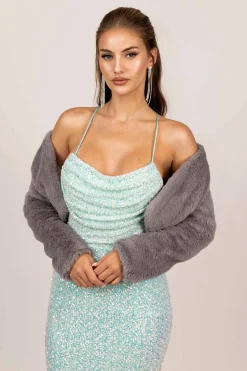 Adrianna Faux Fur Jacket - Grey