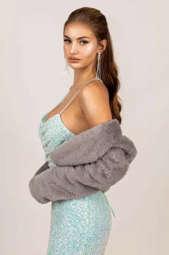 Adrianna Faux Fur Jacket - Grey