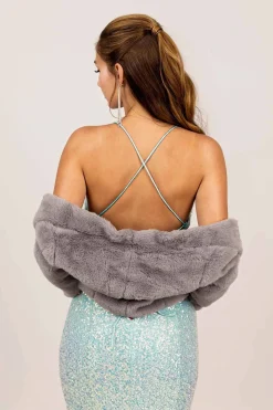 Adrianna Faux Fur Jacket - Grey
