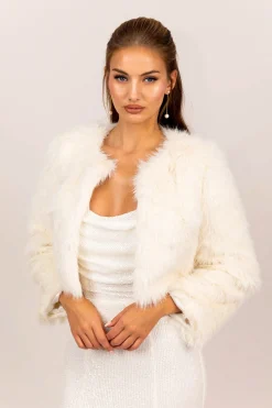 Alessia Shaggy Faux Fur Jacket - White