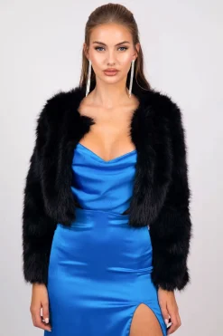 Alessia Shaggy Faux Fur Jacket - Black