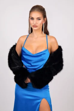 Alessia Shaggy Faux Fur Jacket - Black