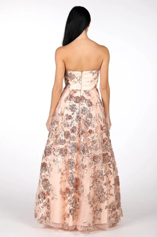 AMAYA Strapless Sequin Ball Gown - Rose Gold