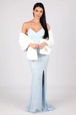 Amira Faux Fur Shawl - White