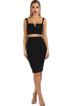 Angeline Bandage Crop Top - Black