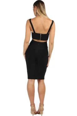 Angeline Bandage Crop Top - Black