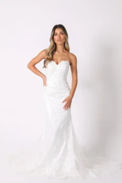 Ariyah Strapless Lace Wedding Gown - Ivory