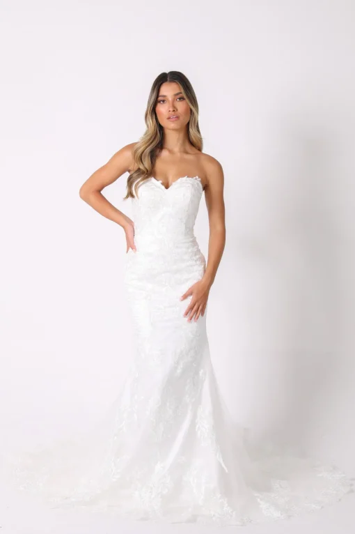 Ariyah Strapless Lace Wedding Gown - Ivory