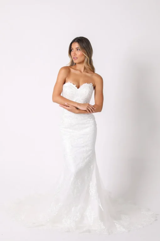 Ariyah Strapless Lace Wedding Gown - Ivory