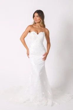 Ariyah Strapless Lace Wedding Gown - Ivory