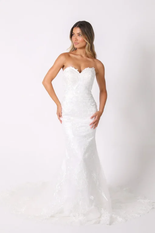 Ariyah Strapless Lace Wedding Gown - Ivory