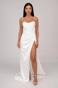 AYANA Corset Satin Gown - Ivory