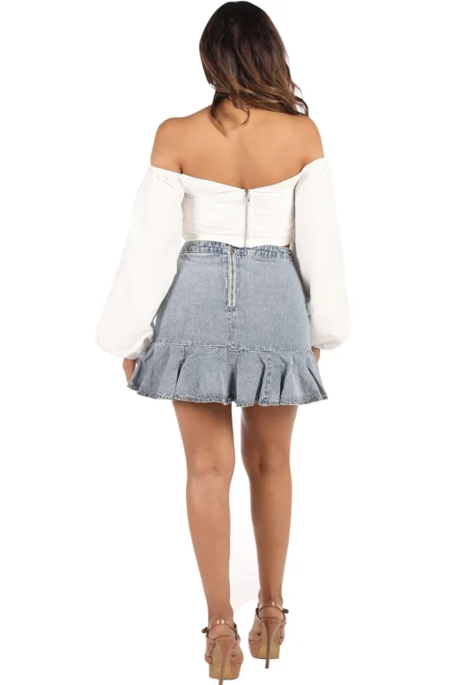 Bambi Ruffle Denim Mini Skirt