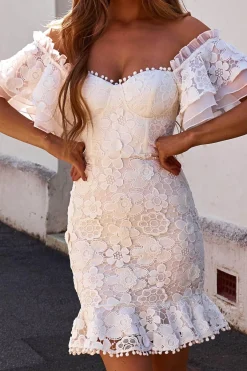 BEATA Mini Lace Dress - White