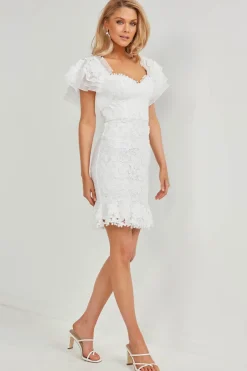 BEATA Mini Lace Dress - White