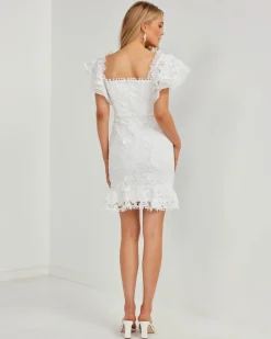 BEATA Mini Lace Dress - White