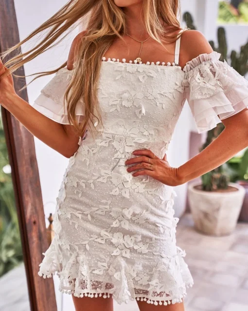 BEATRICE Mini Lace Dress - White