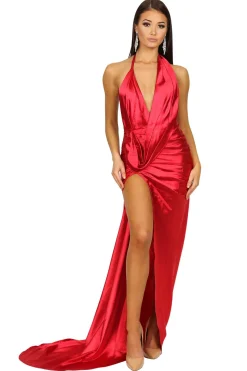 BELLA Satin Gown - Red