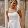 BIANCA Square Neck A-line Satin Gown - Ivory