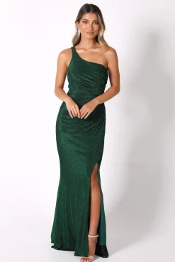 CALI One Shoulder Maxi Dress - Shimmer Green