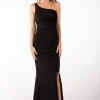 CALI One Shoulder Maxi Dress - Shimmer Black