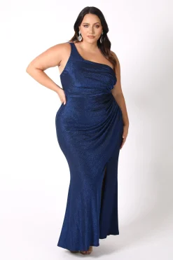 CALI One Shoulder Maxi Dress - Shimmer Blue