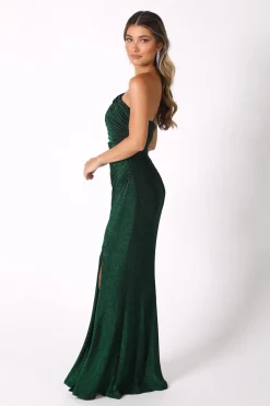CALI One Shoulder Maxi Dress - Shimmer Green