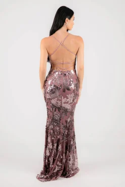 Calista Sequin Gown - Dusty Rose