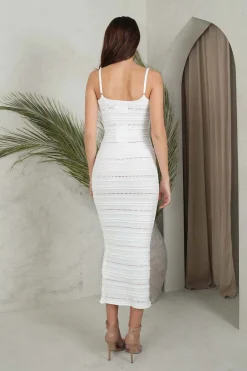 Chloe Crochet Knit Midi Dress - White