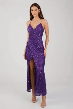 Clarice Sequin Maxi Dress - Purple