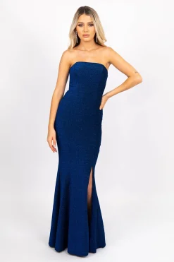 Cleo Strapless Maxi Dress - Shimmer Blue
