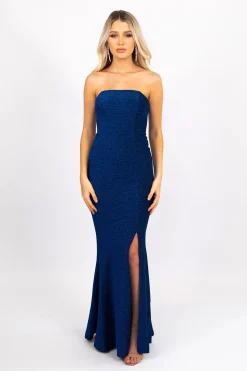 Cleo Strapless Maxi Dress - Shimmer Blue