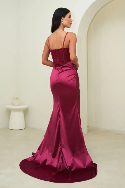 CRYSTAL Corset Gown - Burgundy