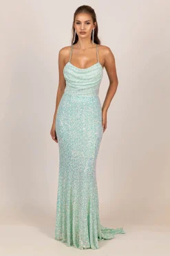 Eloisa Sequin Gown - Light Blue
