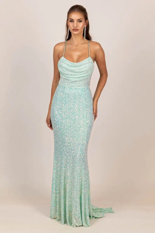Eloisa Sequin Gown - Light Blue