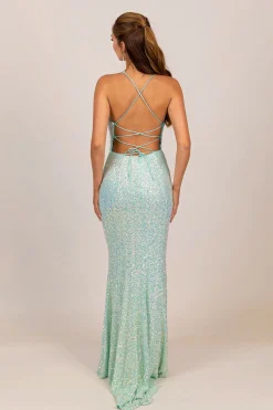 Eloisa Sequin Gown - Light Blue