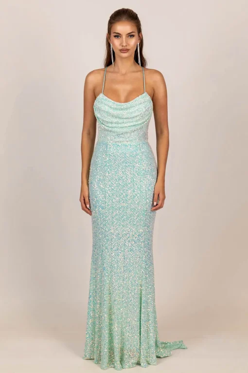 Eloisa Sequin Gown - Light Blue