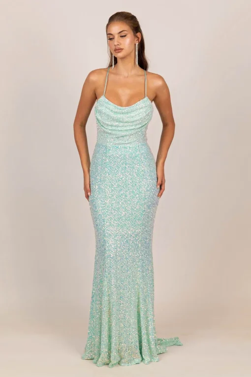 Eloisa Sequin Gown - Light Blue