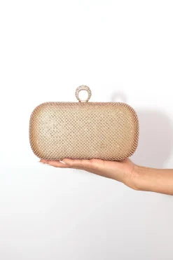 Esme Diamante Clutch Bag - Rose Gold