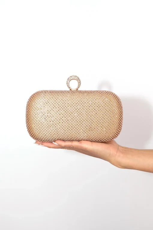 Esme Diamante Clutch Bag - Rose Gold
