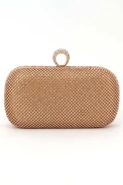 Esme Diamante Clutch Bag - Rose Gold