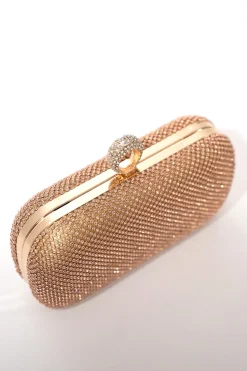 Esme Diamante Clutch Bag - Rose Gold