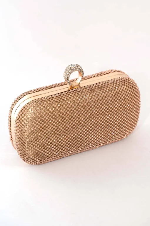 Esme Diamante Clutch Bag - Rose Gold
